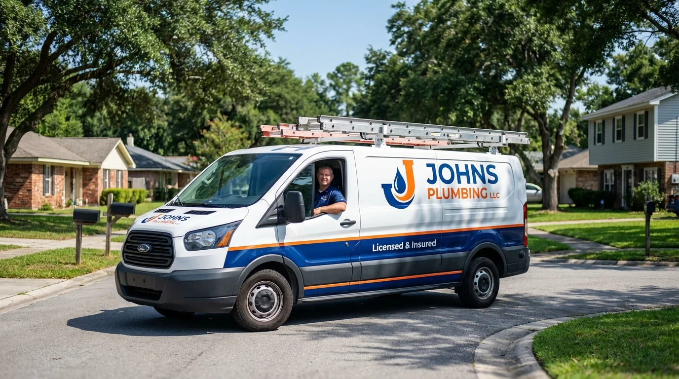 Johns Plumbing LLC service van in Rock Valley, IA